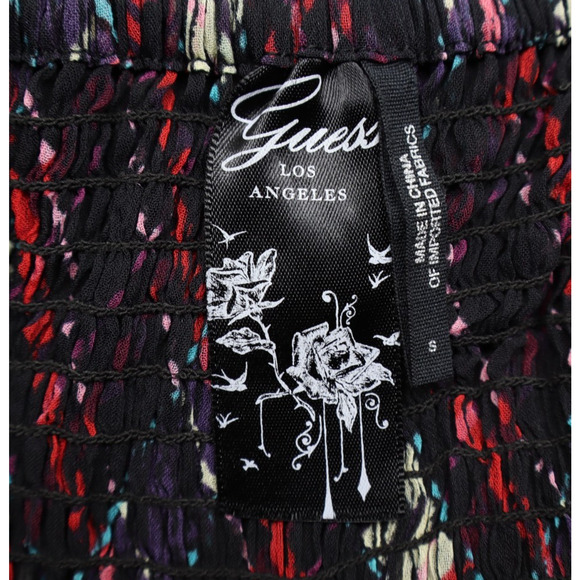 Guess Women's Halter Smocked Waist Ruffle Mini Dress Dark Academia Whimsigoth - Picture 4 of 5